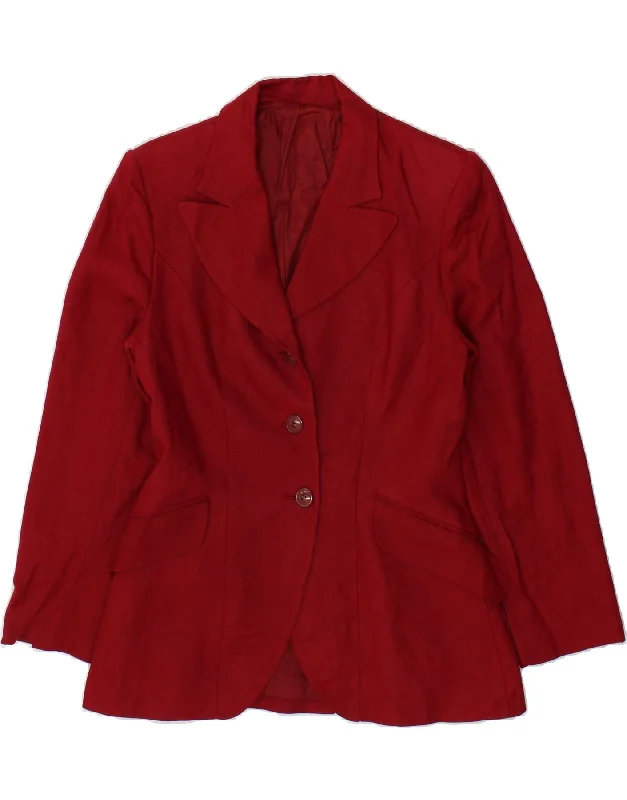 Steals and Deals HOBBS Womens 3 Button Blazer Jacket UK 12 Medium  Red Linen