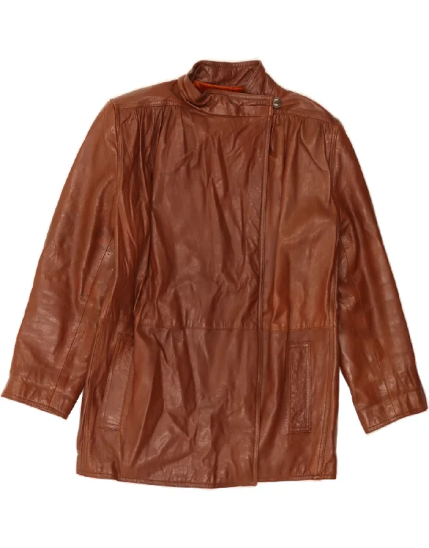 Sale Alert GIORGIO ARMANI Womens Vintage Leather Jacket UK 14 Medium Brown Leather