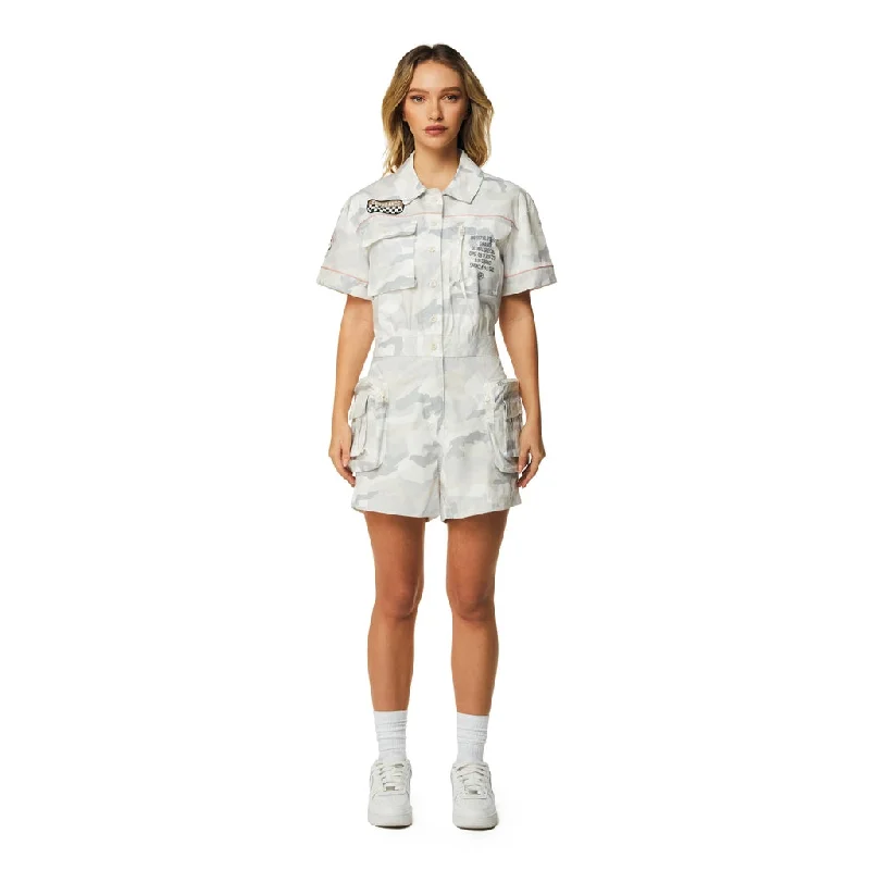 Weekend Wonders Await! Utility Romper - Oatmeal Camo