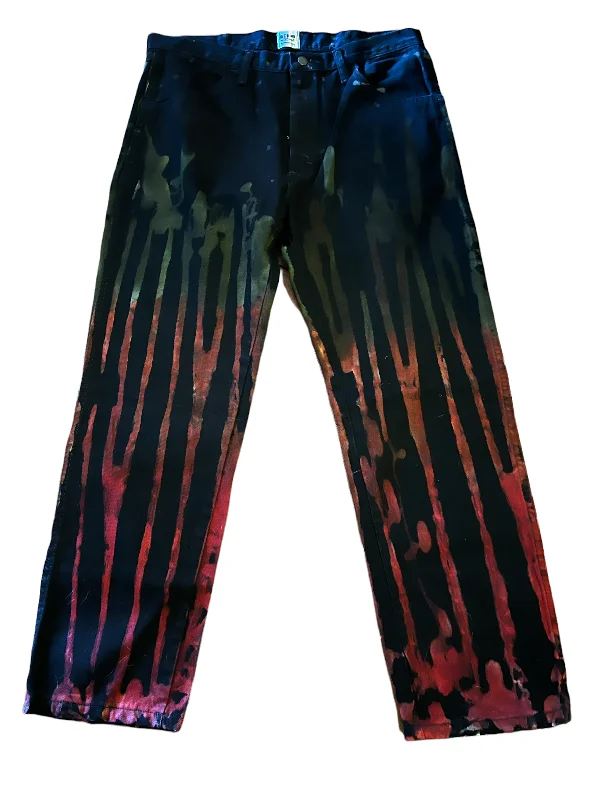 Tie Dye Denim Pants (Neutral Stripes)