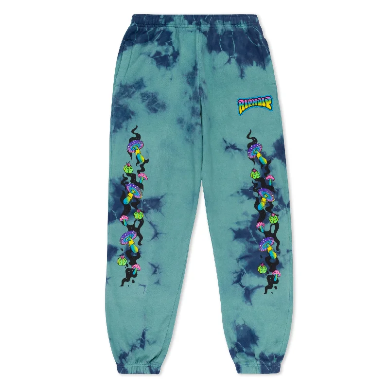 Psychedelic Garden Sweatpants (Navy/Aqua Lightning Wash)