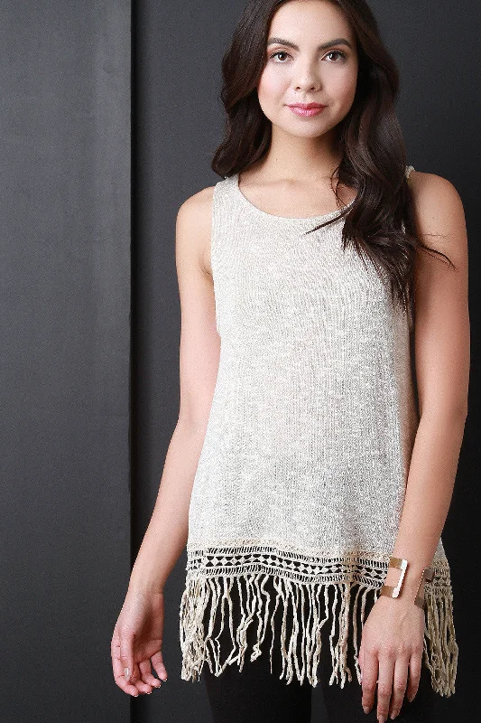 Reduced Rates Fringe Hem Knit Tank Top