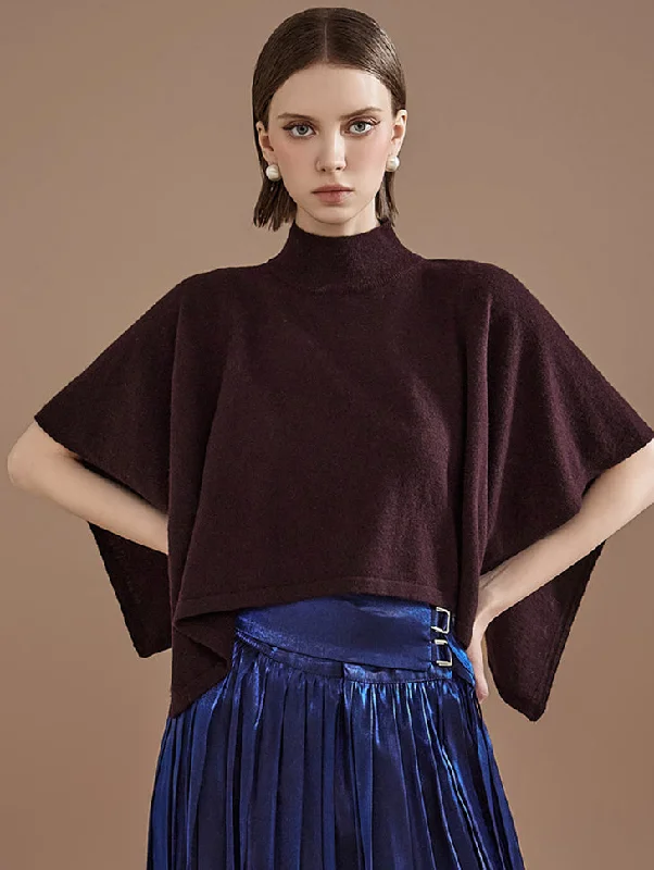 Super Discount E3292 Wool Unbalance Cape Knit