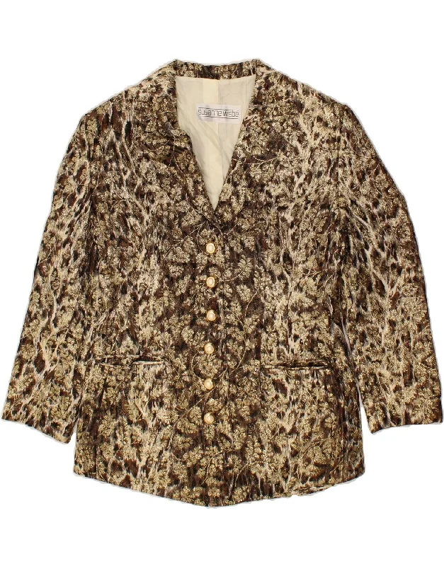 Quick Sale VINTAGE Womens 6 Button Blazer Jacket IT 42 Medium Brown Animal Print