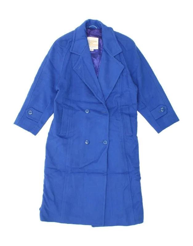 Fantastic Deals LONDON FOG Womens Petite Double Breasted Coat UK 10 Small Blue Wool