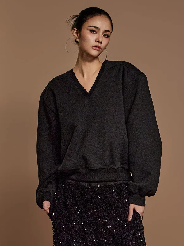 Get It Before It’s Gone E3602 V-neck fleece-lined Sweatshirt