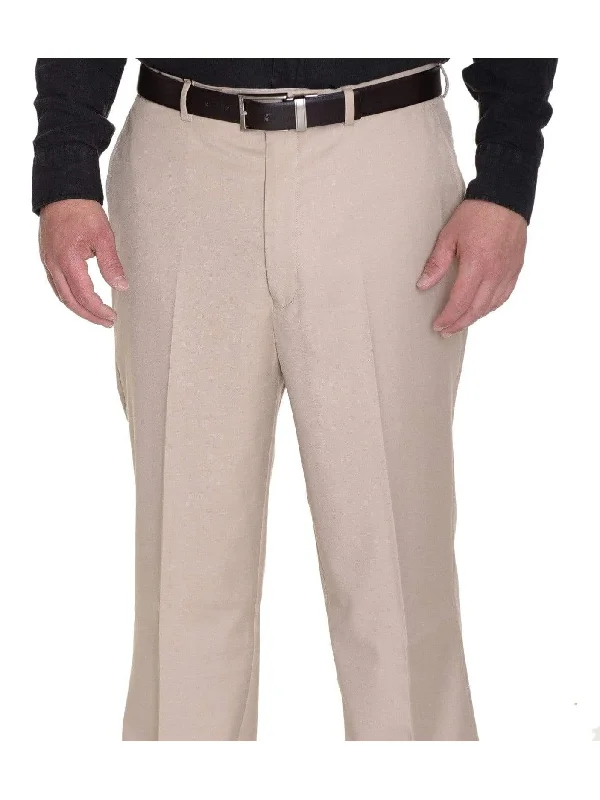 Raphael Solid Tan Classic Fit Flat Front Dress Pants