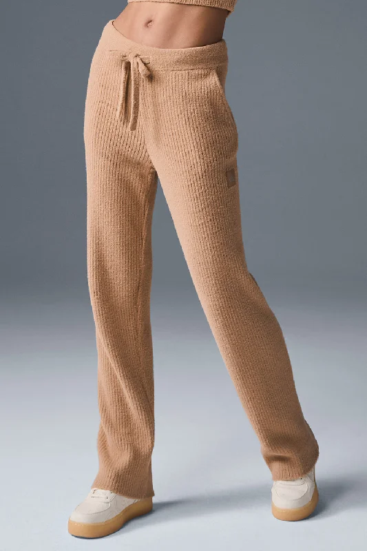 Year-End Deals Snuggle Up Sweater High-Waist Wide Leg Pant - Toasted Almond