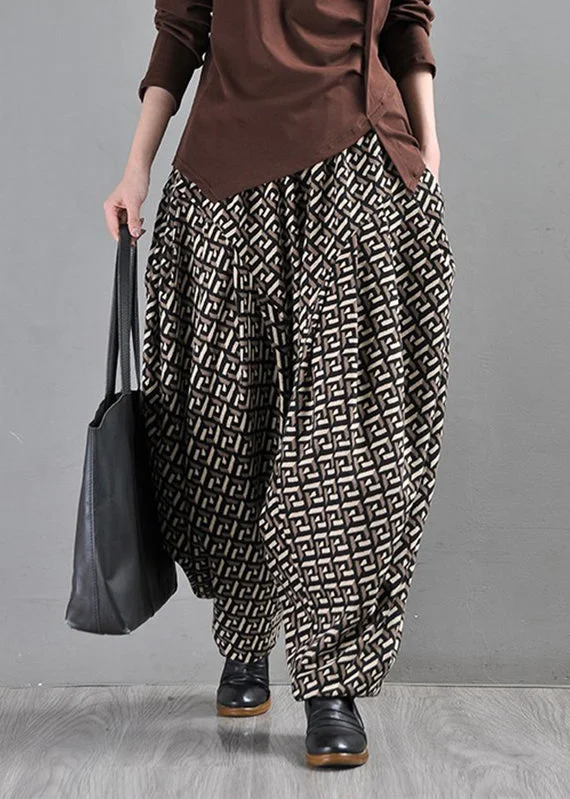 Weekend Deals to Brighten Your Day Coffee Pockets Print Elastic Waist Pants Fall
