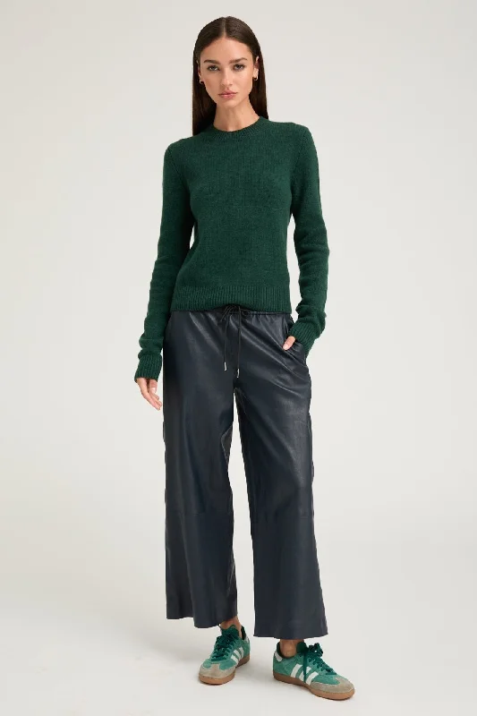 Limited Availability Midnight Leather Cropped Baggy Pants