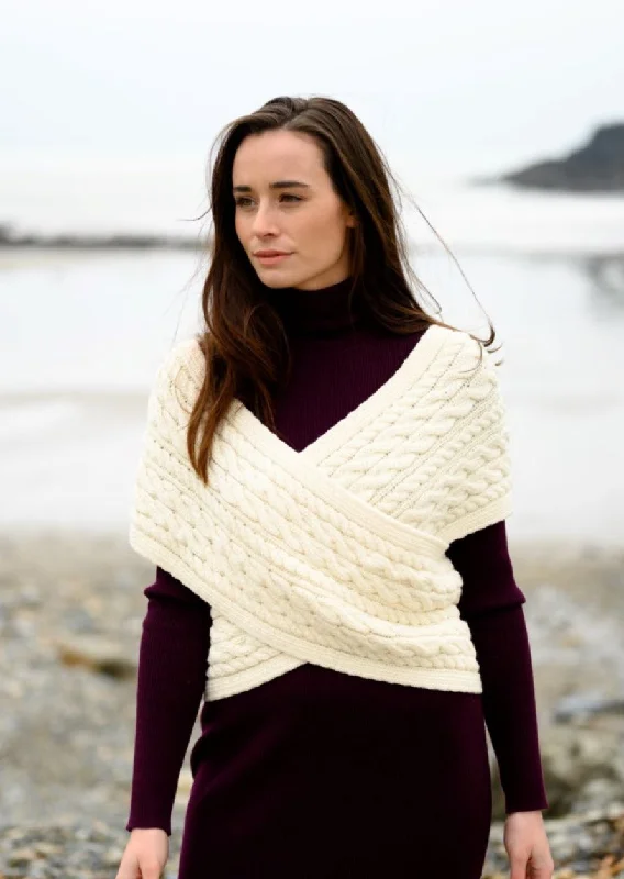 Act Now Aran Crossover Wrap | Natural
