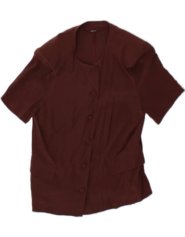 Weekend Bargains to Enjoy PIUDONNA Womens Short Sleeve Blazer Jacket UK 10 Small Brown Silk