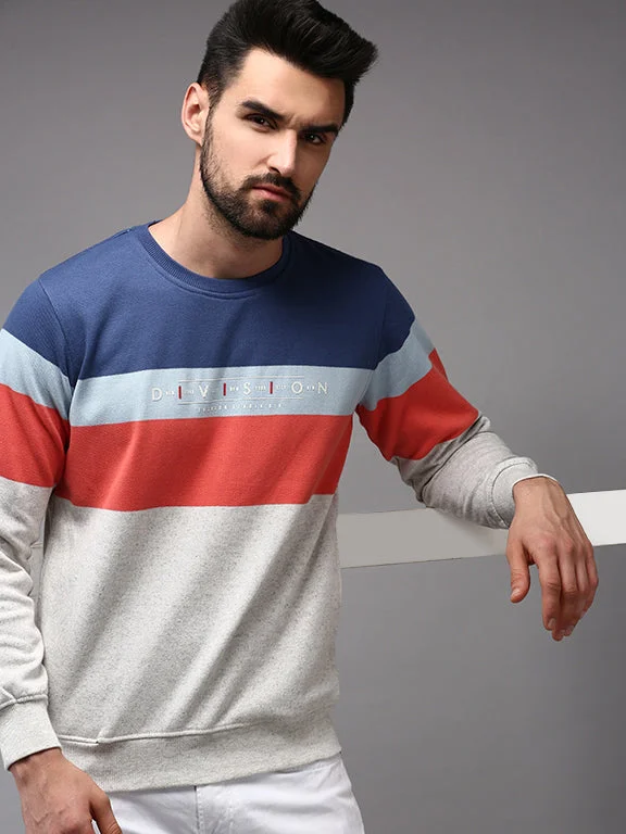 Men White Colourblock Sweatshirt