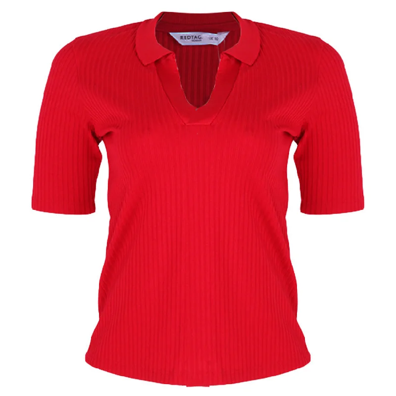 Weekend Offers That Excite REDTAG Women's Red Formal Jersey Tops