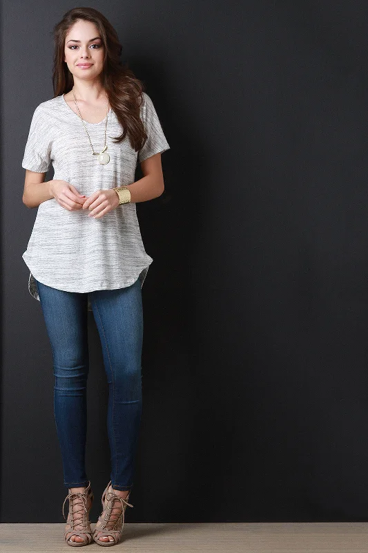 Weekend Savings Extravaganza Melange Knit V-Neck Short Sleeve Top