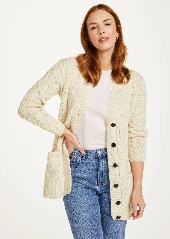 Weekend Extravaganza: Shop Now Glebe Aran Long Line Cardigan | Natural