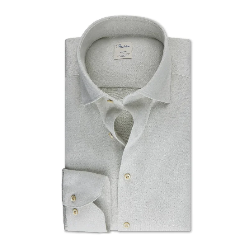 Casual Light Beige Linen Jersey Stretch Shirt - Stenströms