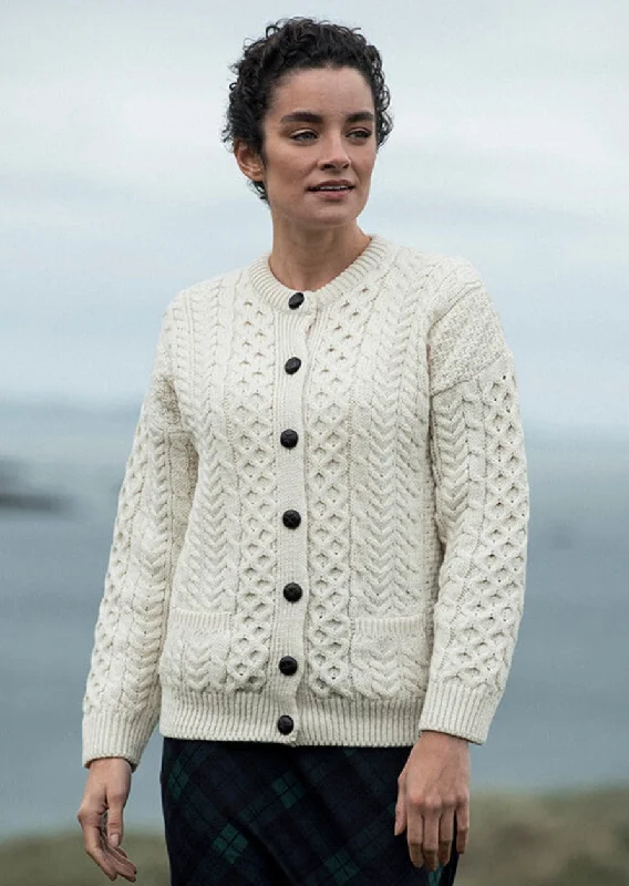 Weekend Offers You Can't Ignore Achill Island Ladies Aran Cardigan | Natural