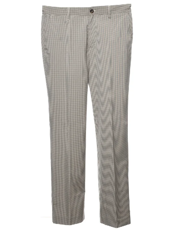 Adidas Checked Pattern Beige & Grey Suit Trousers - W33 L32