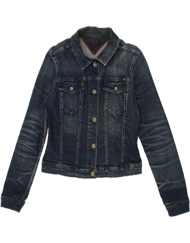 Weekend Bargains to Savor TOMMY HILFIGER Womens Crop Denim Jacket US 8 Medium Navy Blue Cotton