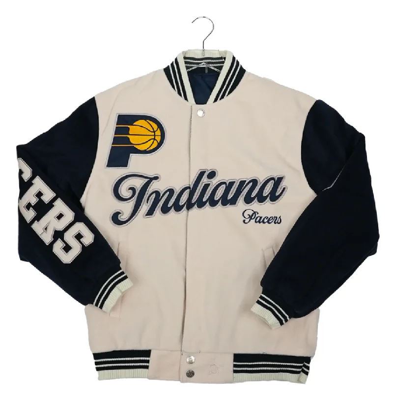 Adult Indiana Pacers Wool Varsity Full-Zip Reversible Jacket in Natural by J.H. Designs