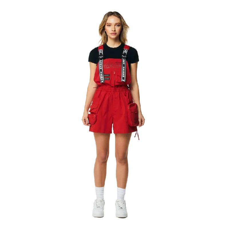 Special Price Utility Overall Shorts - True Red