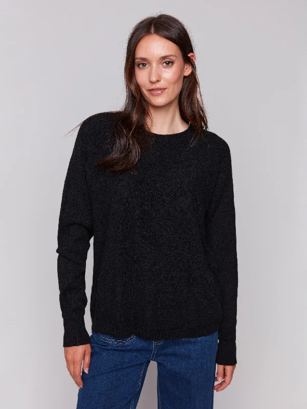 Loyalty Reward Sweater with Fringed Embroidery - Black