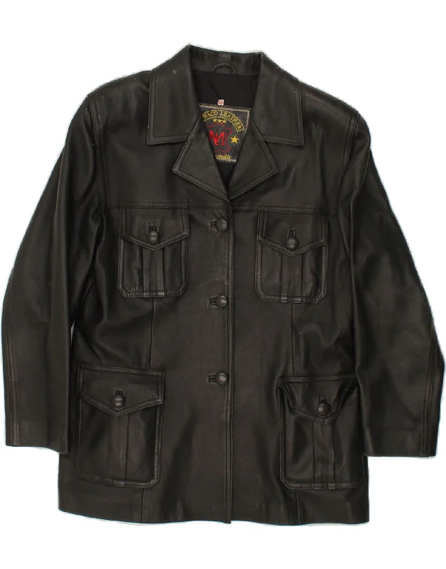 Instant Deal VINTAGE Womens Leather Jacket IT 44 Medium Black Leather