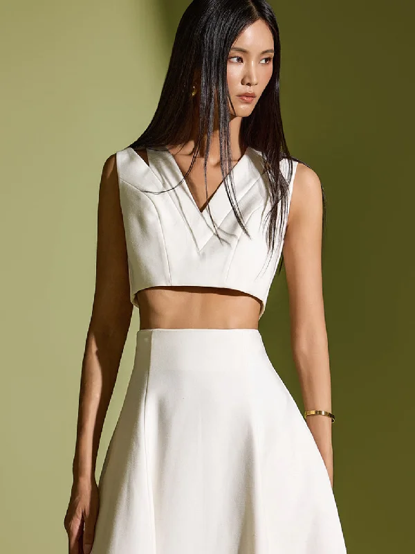 Exclusive Access E9027 Linen V-neck Top