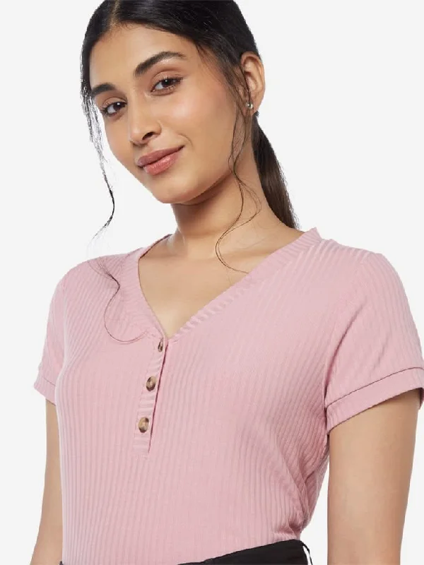 Weekend Deals to Make You Happy LOV Pink Ribbed Phill Top