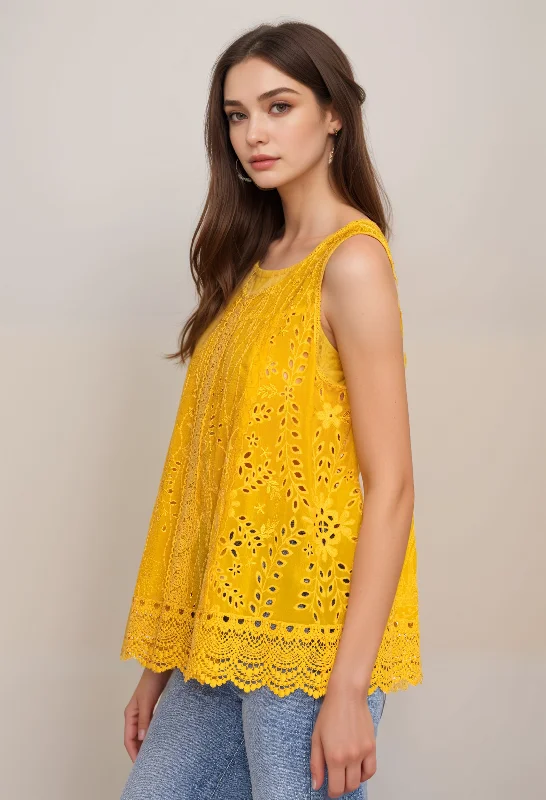 Don't Miss Johnny Was Tsion Sleeveless Eyelet Blouse C15224 Boho Chic