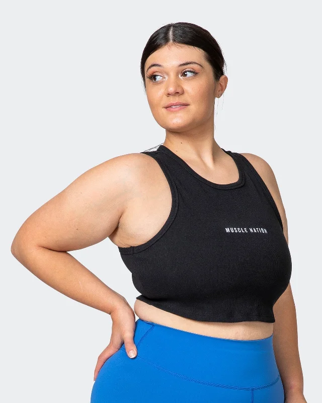 Hot Buy Stabilise Rib Cropped Tank - Black