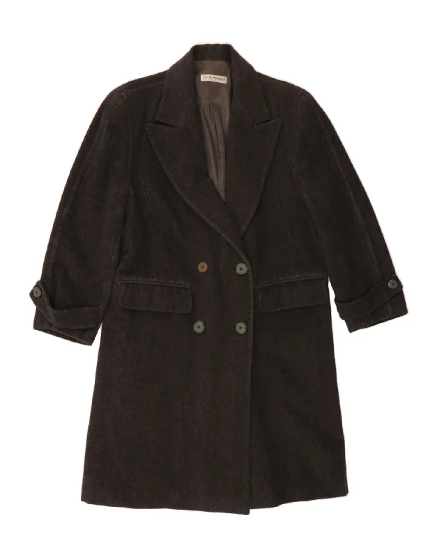 New Deal ARMANI JEANS Womens Double Breasted Coat UK 14 Medium Black Chevron