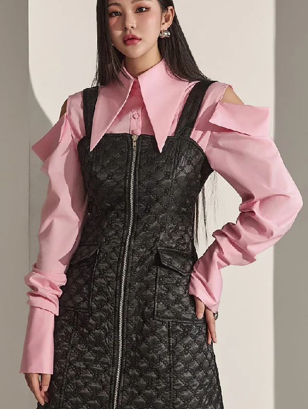 Savings Galore S9026 Shoulder Slit Pintuck Shirt