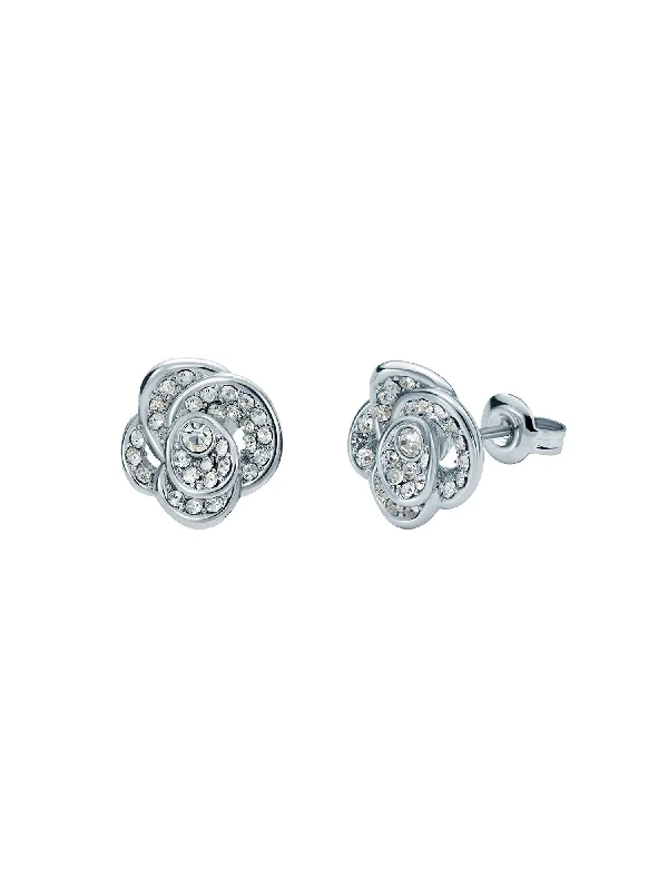Extra Savings Florine Crystal Flower Stud Earrings Silver