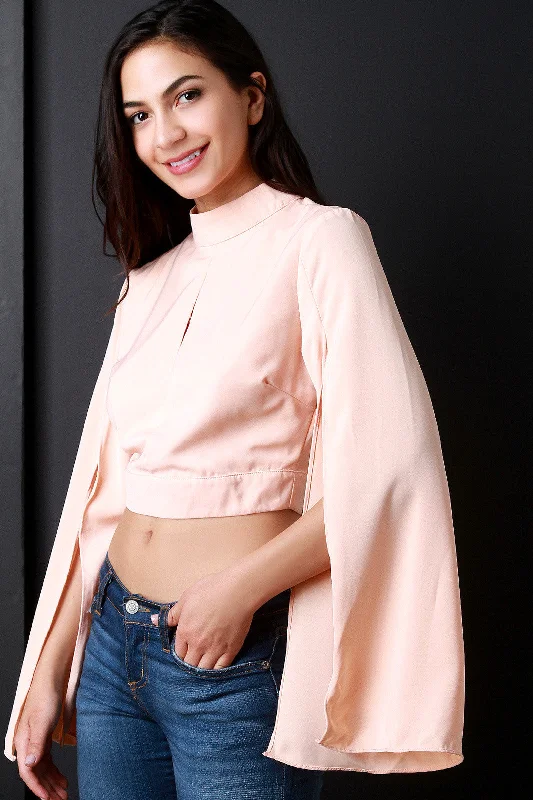 Unmissable Offer Mock Neck Keyhole Longsleeves Slit Top