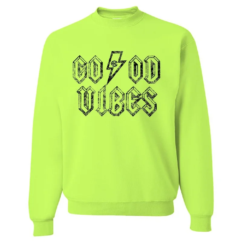 Weekend Discounts to Snag Monogrammed 'Good Vibes' Neon Crewneck Sweatshirt