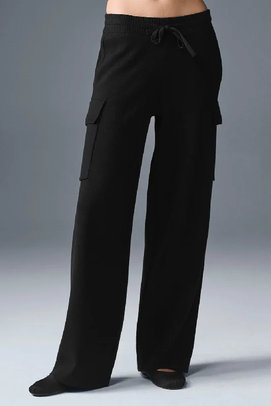 Weekend Deals to Make You Happy Scholar Knit High-Waist Cargo Pant - Black