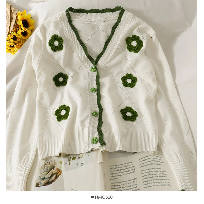 Weekend Bargains Await You Sweet wind color blocking wavy edge stripe breasted cardigan top  1821
