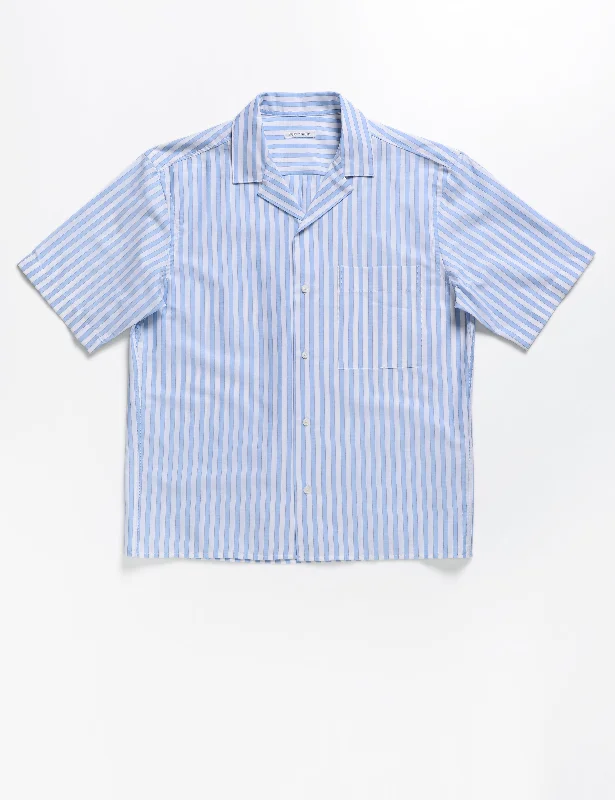 FINAL SALE: BKT18 Camp Shirt in Bar Stripe - Air Blue