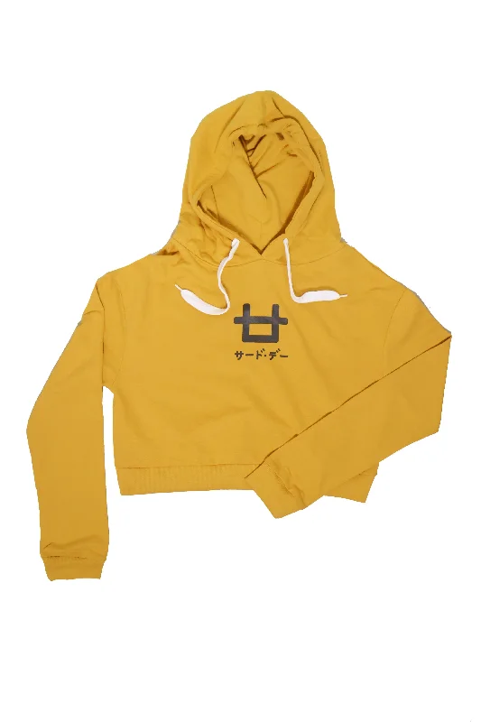 Weekend Specials to Savor LMP024 Pbch crop hoodie logo mustard