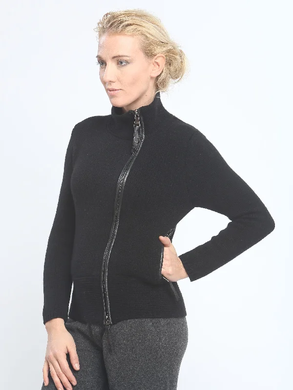 Price Cut Leather Piping Zipped Jacket