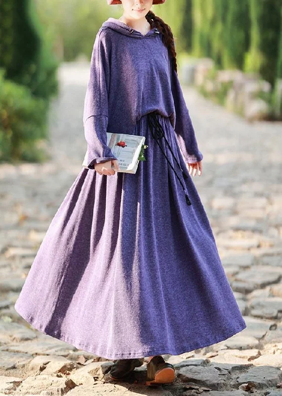 Weekend Specials to Grab Knitted Skirt New Long Sleeve Knitted Sweater Purple Suit For Women