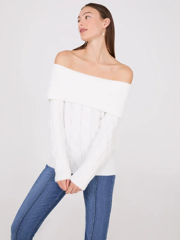 Today’s Special Off-The-Shoulder Cable Knit Sweater