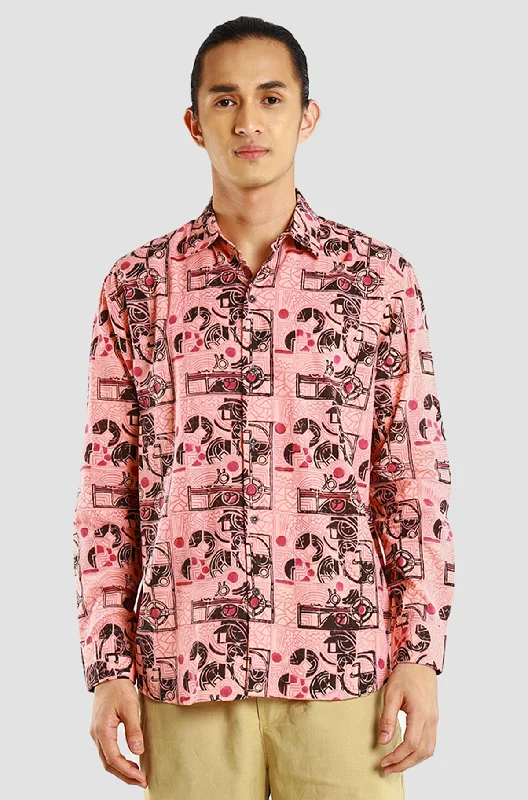 Maharaja Long Sleeve Modern Fit Circle in Flamingo Pink