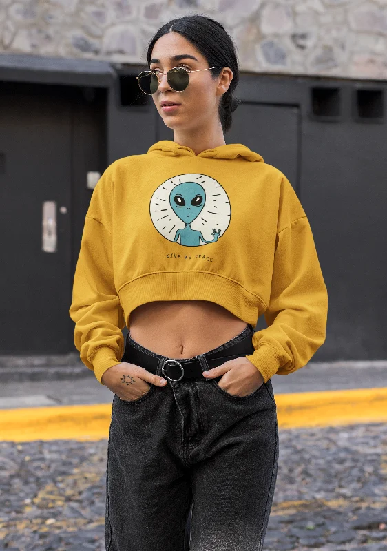 Stock Clearance Give Me Space : Alien & Space - Winter Crop Hoodies