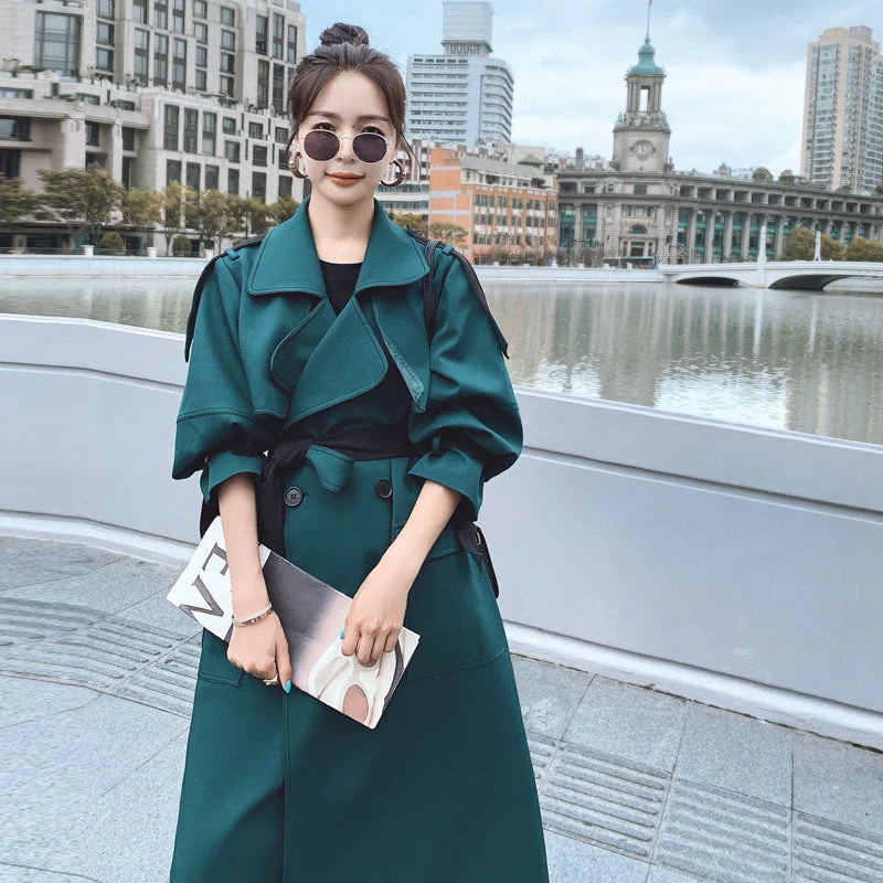 Weekend Savings Bonanza Fashion New Big Lapel Windbreaker Women's Mid-length Over The Knee Weekend Savings Bonanza Fashion New Big Lapel Windbreaker Women's Mid-length Over The Knee