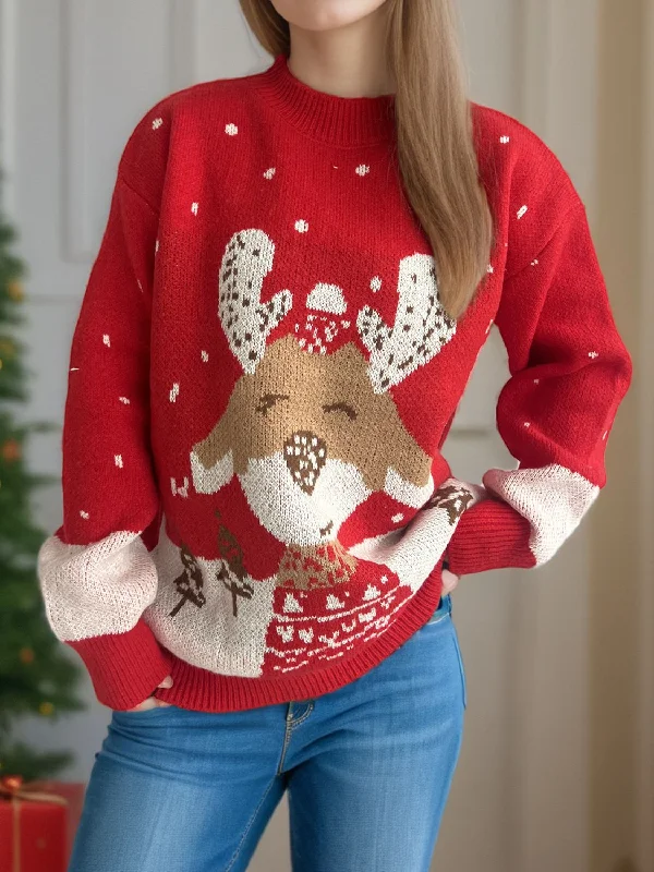 Daily Deals Reindeer Mock Neck Long Sleeve Sweater