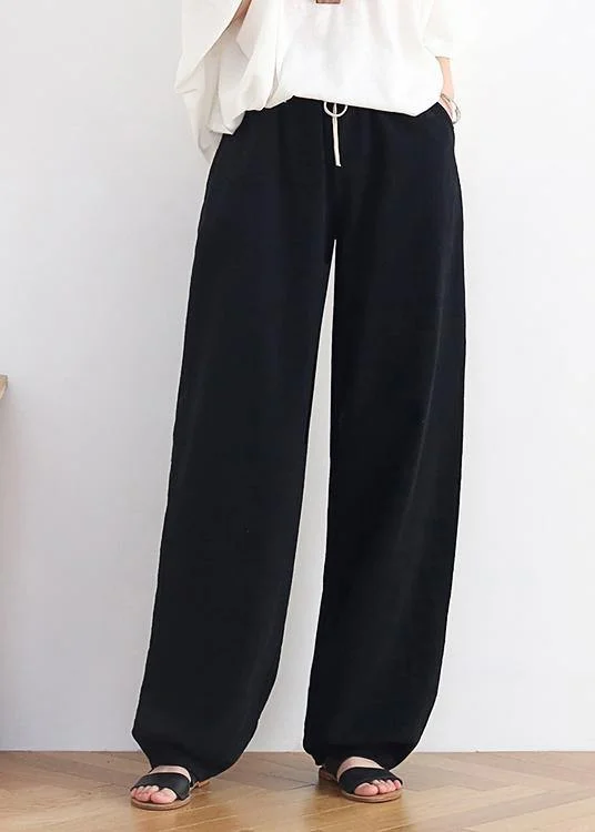 Fantastic Deals Fashion Elastic Waist Wide Leg Pants Black