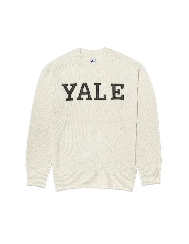 YALE WOOL CREW NECK SWEATER - WHITE